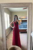I ordered this dress in red  for my birthday.  Unfortunately, I am very disappointed as the color of the dress is completely different from the dress in the photo on the website.  In general, the dress is beautiful, a little big for my size, I ordered in extra small and the dress is big at the waist, but this can be fixed with the help of the belt.  Unfortunately, I have to return it because of, the color is not bright and differs from the original in the picture.  I really wanted red but it is more burgundy. - Alena