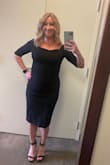 I wore this to a rehearsal dinner. The fabric is great and it has an extra layer that makes everything smooth. I wore a regular bra and just slid the straps down. My boyfriend loved the dress too! - Elizabeth C.
