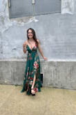 Looked great! Even with a larger bust, I was able to make it work without a bra which is huge. It was a little long even in heels so take that into account I probably should've had it tailored. Heavier than expected since it's layered - Juliana B.