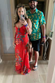 Love this 2 piece outfit. It's definitely long!!! I'm 5'5 and got it shortened after the pic, but it's worth it. Flattering and so cute. Wore it in Hawaii on my honeymoon. - Erica S.