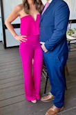 This jumpsuit exceeded my expectations! I'm tall and have a small chest so I was hesitant about the fit. I didn't want to wear something I'd be pulling up and adjusting all night. Thankfully, that wasn't the case. Despite being strapless, I felt secure in it, even while dancing and getting a little sweaty. The length was perfect with heels and the material was thick with just the right amount of stretch. 10/10 recommend! - Katie S.