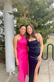 This dress was perfect for my formal event! The wrap around neckline was flattering with a high pony and the dress overall was a perfect hot pink and loose yet fitting style. It also folded a little over the tummy if you happen to be a little self conscious of that area. I would highly recommend to everyone!! - Sam S.