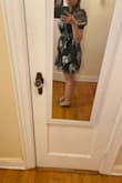 I got this dress to wear to a friend's wedding in June. I was worried it would be too short but the hem falls in a good place mid-thigh for me. When I bend over it is perhaps borderline but no cheeks on view. I think I can hold it together. The top is a bit loose but not bad. - Caelyn C.