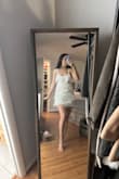 I determined the dress wouldn't be too short based off of the model who was a small and 5'9". Turns out I forgot to take into account my big booty. It is waaayyyyy too short, I have no idea how the model pulled it off. Tbh if I didn't need it for my bachelorette I'd probably return it cause I won't be able to wear it again. It's a shame though, it's a beautiful dress and fits great! - Michelle S.