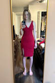 Fits well, but doesn't flatter or "fit like a glove" as on the model pictured. Also, darker red than the vibrant cherry red depicted. - Jacquelyn B.