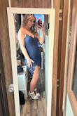 Loved everything about this cute dress but about 3" too short. The lace, color, and top fit were nice! Definitely need pasties. Strapless bra shows - Jaclyn