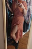 This dress was comfortable to wear. I was a bit large in the chest and shoulders for me.  I used a safety pin to help tighten it up a bit. - Sarah Q.