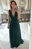 With 4" heels I was able to get away with not hemming it. It's gorgeous on and fit perfectly! - Christina W.
