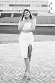I wore this dress for my college graduation photos. It is STUNNING! Looks even better in person. It's super stretchy so if you're in between sizes, you can size down. If you're thinking about buying this dress, you won't regret it! - Lexie S.