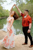 Well lined, material feels great quality, adjustable straps, the wrap skirt works great to tighten waist line. I loved it for my engagement photoshoot!! - Natalia R.