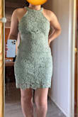 The dress is super cute however I do not think it flatters me very much. It is pretty tight and highlights your curves a lot but it's not a good look for me. The sage color is gorgeous. I wish I had the body to make this dress look great. - Nicole A.
