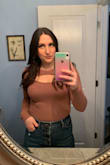 I LOVE this top!! It is very comfortable, and stays down when it's tucked in. It is very flattering! - Amy K.