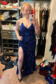 Definitely needed to tighten the straps a significant amount, but I love this dress! It's the perfect length with heels and the shine is spectacular. I can't wait to wear this at my event! - Jennifer M.