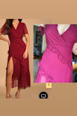 This is NOT the same color as the model picture. The "burgundy" is in fact MAGENTA. Really bummed out by this. In no lighting does it look like the deeper red in the model pic. Fit is okay, a bit loose in my waist. I've gotten this in Emerald previously and I swear it fits better. The emerald is exactly like model picture in color. - Molli B.