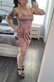 Something is just off with the fit. I'm thinking about sizing down or getting it altered. The strings are not adjustable.. but it's very stretchy so I may be able to get away with a small. - Ally P.