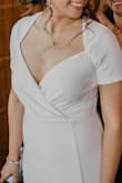 This was the perfect dress for my very intimate wedding ceremony. I felt elegant and beautiful the entire night. I had to safety pin the bust area because it would open up when I sat down (or slightly slouched), but other than that it was the perfect dress. - Ana G.