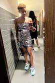 I got this dress for a sneaker ball. I love how comfortable it was, it looks itchy but the inside material is some sort of silk fabric which is great. I'm a fan of cut outs on dresses so I love that it had just a peek. The tie thing that hangs down in the front kind of weighs the dress down if you don't have big boobs but I found the trick is to tuck one on them in the dress and you can't tell it's tucked. I got a lot of compliments on the dress! - Amber W.