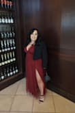 I was a little skeptical at first! I have a big bust and am short! Most times I have a very hard time finding the right fit for top and bottom. This dress was long for me - I am 5'2. The top was a little too revealing BUT I was going to be in Vegas for a wedding- it was perfect for the setting. I had the dress tailored - it was perfect.
I did use two way garment tape for the top part to hold evenly with the nude plunge bra I wore. I added the Tuxedo mid Jacket. Can I say this dress made me feel absolutely beautiful. I received so many compliments. The dress is beautiful and light weight. Well made. - Lina N.