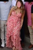I love this dress. I used it for my engagement party. It looks beautiful and of great quality. Feels fresh and works great for Spring and Summer season. Has some light golden details on fabric that male it look really nice. - Lorena F.