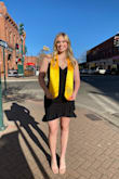 Buy this dress! It's amazing and fits perfectly! The material isn't thin, but not too thick so it's very flattering. I love how it is not super short on me (as I am tall), it's the perfect length. Just the perfect tight, black dress and exactly what I wanted when I bought it!! - Riley D.