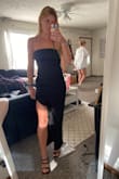 Wore to a formal and it fit great! Ordered size xs and it fit perfect for me.  There is a rubber strip to prevent it from slipping and it stays up great! Would recommend! - Cecilia V.