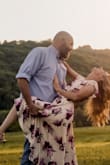 I needed a beautiful dress to wear for pictures with my husband. As soon as I saw this dress, I knew it was the one. It was perfect. The color is a beautiful French cream with rich purple flowers. The weight of the dress is nice and good quality. I absolutely loved it. - Katie W.