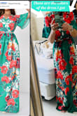 The design was really nice and flattering.  The fit was true to size.  The length of the dress - I am 5'10" and it came down to my ankles.  The material was a little thin.  It flowed nicely and was not clingy, but might show bumps and bulges beneath due to the thin material.  I would probably have worn a slimming layer underneath to smooth out bulges, as the material was just a bit thin/bare for my comfort.  Sadly, I was disappointed to find the colors looked very different in person.  In the photos for me - the colors appear to be a light and bright aqua green with light coral pink flowers.  In person, the aqua is more of a jungle green or shamrock color.  The flowers are a bolder coral with red and yellow in them.  The flowers at the top are very big and bold and close to your face.  If you love true greens and bold reds - you might love this.  Unfortunately, it's not the right color scheme for me... it doesn't have the light and bright spring-time vibe I pictured.  Nice design, but consider the colors! - Kelly J.