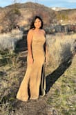 This dress was absolutely wonderful. It was true to size and fit perfectly also so comfortable. The color is amazing. If you catch the golden hour sun you will look like you are glowing. Best dress 10/10 would recommend - Ivana V.