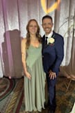 I wore this to a spring wedding and absolutely loved it. The size and fit is adjustable because of the lace up back which made it easy to wear. It was a tad bit long, I'm 5'6 and had to wear my biggest heels to avoid getting it hemmed. - Lauren L.