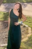 Got this dress for prom.  Color is beautiful and the shape was great too.   I had to shorten it 3" but that was going to be the case with any long dress.  Top layer snags easy, just need to be careful! - Kirsten A.