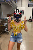 So bright and summery! Very comfortable. Looks great with high-waisted shorts - Rachel W.