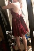 Seeing reviews on shorter women, I was worried this might be too short, but they did a great job keeping this length flirty but sufficient for a range of heights! I definitely wouldn't want it to be any shorter though (the slip underneath isn't quite long enough but that doesn't matter).
Finally, I have a cute and comfy red dress for Valentine's, Christmas, weddings--any occasion really! So silky; I love it. It is more burgundy/wine than it looks on the model! - Michele G.