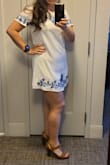 I ordered a medium and it fit perfect. A little short lengthwise but overall a great fit. The embroidered pattern is a gorgeous touch. - Denise D.
