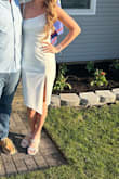 Such a cute dress. Great quality (not see through). Love the slit! Perfect for a rehearsal dinner! - Katelyn C.