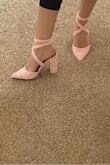 I normally wear size 5.5 for heals and I had ordered 6.5. It fit like a glove and color and texture is so pretty. - Zeynep B.
