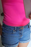I opened this up and was so excited by the color, and sadly that was where the love ended. What I didn't notice in the pictures was that there was a seam right below the waist, high waisted bottoms don't work on me, so the moment I put on shorts the seam was visible above the waistline. - Katy P.