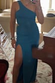 I was iffy about buying this dress but I LOVE it! The length hits perfectly at my ankles, with heels you'd have a few inches. Such a pretty color and good quality, I will be wearing it to prom and saving it for other events :) - Anna S.