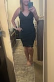 This dress fit absolutely perfectly! Thick comfortable fabric and very flattering, even with my pooch from having kids! Usually wear a size 8-10 and both the medium and large fit great, ended up keeping the large just to be a little more comfortable if I eat a big dinner. Another bonus, fabric is thick enough so I don't have to wear a bra! - Traci M.