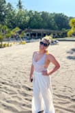 These pants are perfect for the beach! The slit along the leg is great to let some air breeze thru, but still classy and chic! I wore them to a beach restaurant as well as poolside! I got a lot of compliments. Also, my swimsuit is Lulus as well and I love it too. Overall win for vacation. - Amy C.