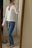 I love love love this! So soft and breathable. It fits perfectly and is so cute. You'll need to wear a tank underneath because it is see-through. - Annie F.