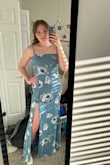 I'm 5'11, and got a large, and it fit perfectly! the lace up back was beautiful and I got so many compliments! the slit wasnt too high but wasnt too low either, perfect spot! It was very comfortable and perfect for my senior prom!! - Alli H.