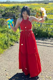 The color of the dress was just perfect for a sunny day out! Cute dress!!!!! - Min K.