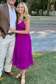 This is a wonderful Lulus dress. I originally ordered it in blue but returned for the purple/pink. It's pretty in blue but its stunning in purple. It is polyester so don't expect the BEST quality dress in the world, but it is lined and light weight and perfect for more casual weddings or vacations. I wore it to a beach rehearsal dinner and it was perfect. Very strappy in the back but I had no problems adjusting and the straps are plenty durable as long as you aren't being super rough when putting it on. - Rachel H.