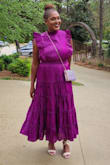I loved how the dress fit. I'm bust a Size 38J and this fit well. True to size and comfy. The color pops and loved how it feels - Rebekah L.