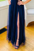 I bought the blue satin heels at the last minute to match a Lulu's navy blue tulle gown and they matched perfectly. The shoes are also much more comfortable than I expected for the height of the heel. Wore them 2 nights in a row for wedding festivities, including walking a bunch between venues and dancing for hours at the reception. Highly recommend. - Lisa D.