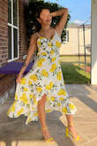 This is the 2nd lemon print dress I've purchased here :) I absolutely love this one. I'm on the short side and I know Lulus dresses are lengthy but this was perfect after pairing it with 4-inch heels...I wear it all the time - Natasha P.