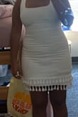 So I bought this dress on Poshmark as a size large because it was cheaper than the original price on the website and just felt more snug as the fabric has no stretch. I figured who cares I wanna be comfortable for my graduation and decided to order an XL through the actual Lulus website. I am so happy I sized up now, but overall a light cute dress to wear. I will say I don't have a super large chest compared to the rest of my body so the straps/shoulders kind of fit bigger for me but other than that I'd say this is a great dress and if you want a less fitted look go up a size if needed! The first mirror pic is the L I got from a resale shop. - Maria F.
