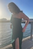 Beautiful and elegant. I'm 5'4 and in 3 in heels the hem just grazes the floor so it's a great length. No bra necessary and the material is great! Easy to dance, run, and walk in. - Sydney M.