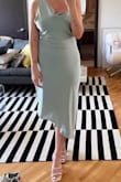 I wore this in my friend's wedding and got sooo many compliments. I love the color and the fit. I'm 5'6" and weigh about 151 lbs. I ordered a medium and it fit great. Also, loved the material. It was lined, so it wasn't see-through, but still breathable for the outdoor wedding I was in.  I know I'll be able to re-wear this again for other events. 10/10 would recommend. - Elena G.