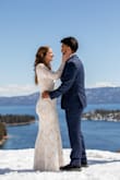 This dress was stunning! Everything I could have hoped for! I used it as my wedding dress for our family-only destination wedding. It fit perfectly and made me feel so beautiful! I had the slit stitched up about 4 inches so it wouldn't get caught in the wind, and it worked great! I also used fashion tape to tape the sleeves to my shoulders, just so I didn't have to worry about it throughout the day. I would highly recommend this dress! - Marissa W.